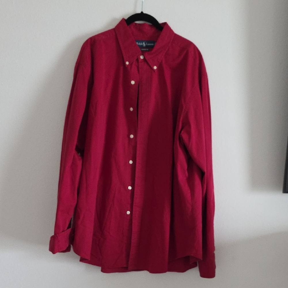 Ralph Lauren Men's Classic Fit Bold Red Button Down Shirt